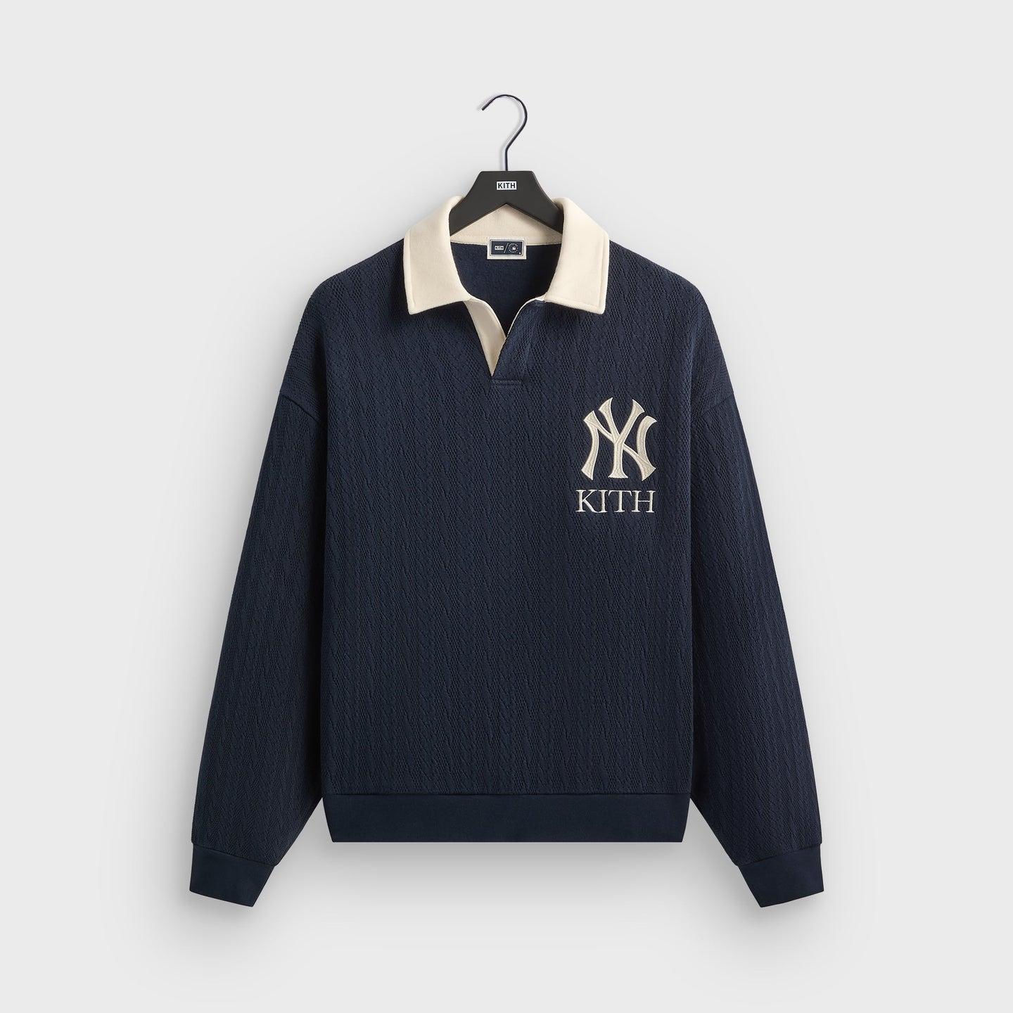 2025AW Kith for the New York Yankees Cable Fleece Nelson Sweatshirt 紐約 洋基 聯名 領子 針織 大學T 長袖 現貨 KHM034062-413