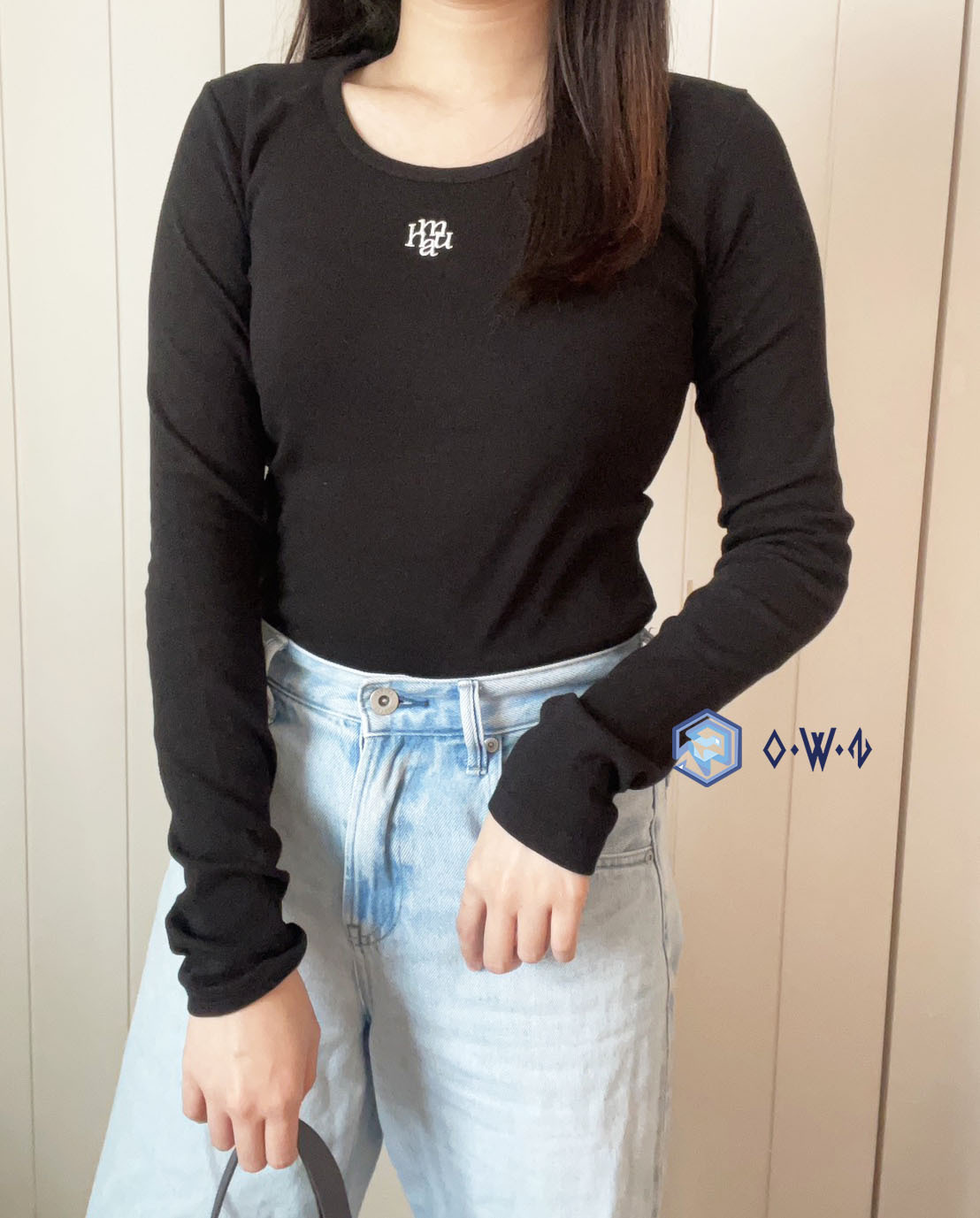 【OWN】MUAHMUAH 薄長袖 內搭 素TEE 長袖 上衣 圓領 低領 女生 單一尺寸 黑 白 灰 綠 棕