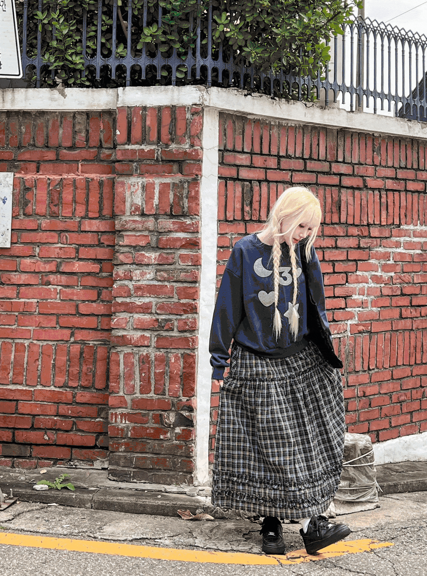 日系Ruffle邊邊格紋長裙〈🇰🇷DAY 2〉