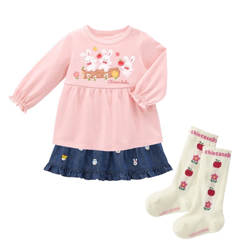 𝐌𝐢𝐤𝐢 𝐇𝐨𝐮𝐬𝐞 小兔蘋果小花長袖上衣