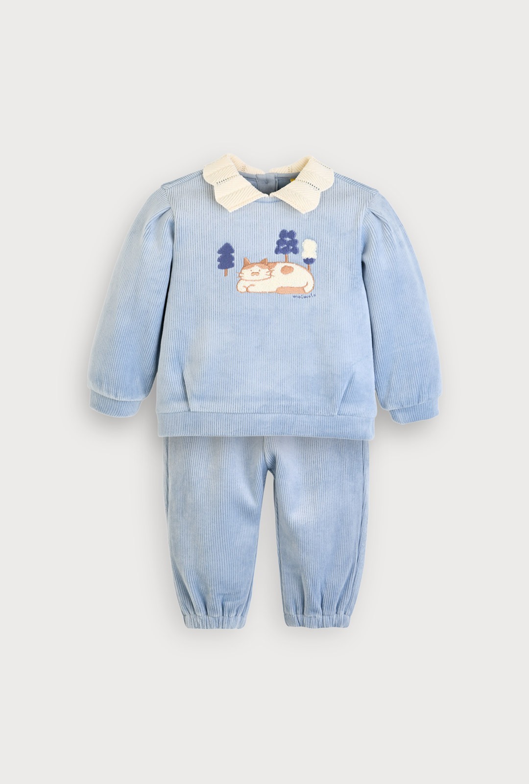 Moimoln☘︎25冬 天鵝絨慵懶小貓咪套裝｜藍色