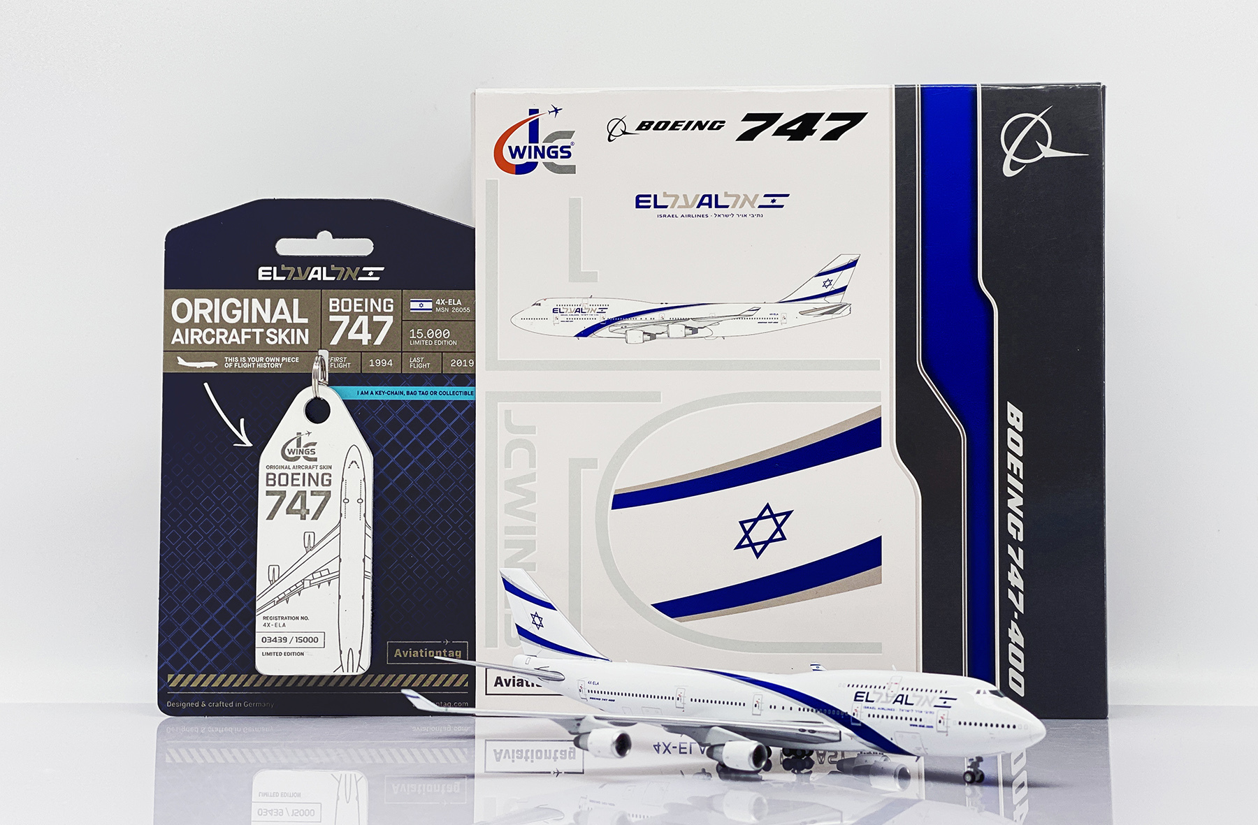 JC wings 1/400 以色列航空 波音747-400 4X-ELA + 限量版航空標籤