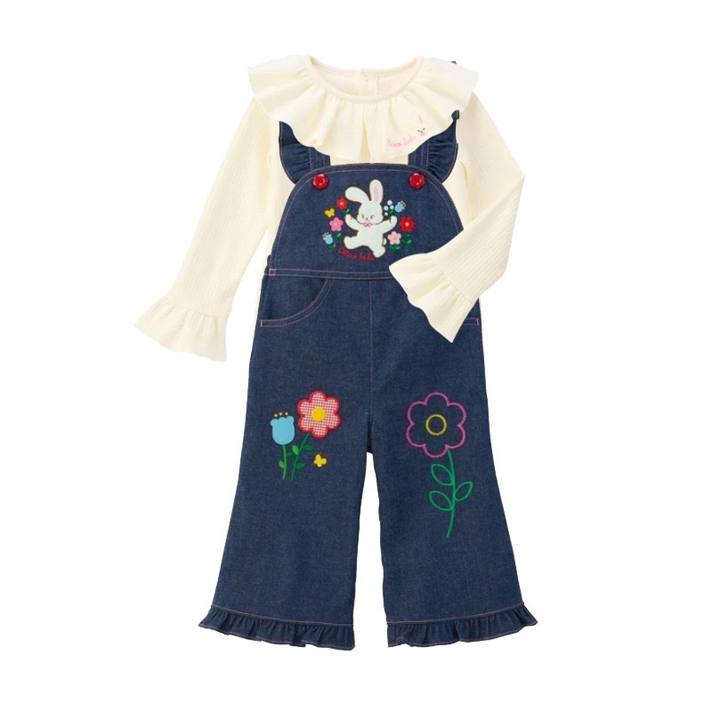 𝐌𝐢𝐤𝐢 𝐇𝐨𝐮𝐬𝐞 小兔刺繡荷葉領長袖上衣