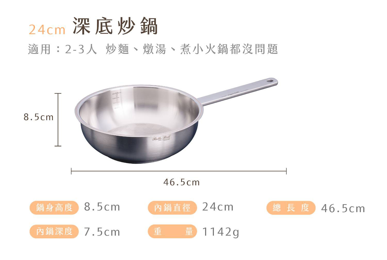 【琥銅經典平煎鍋】316不鏽鋼 × 線型不沾紋