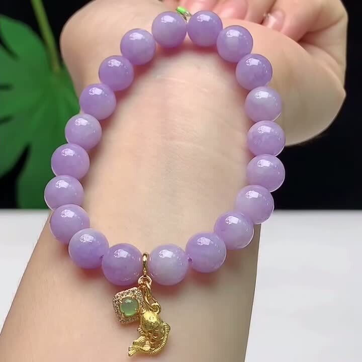 104326 翡翠紫羅蘭手串 (8.2mm直徑)