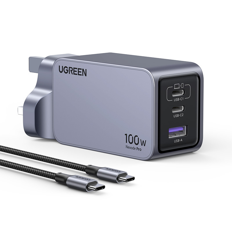 Ugreen Nexode Pro 100W 3 連接埠 GaN 快速充電器套裝 - 英規_X757-25875