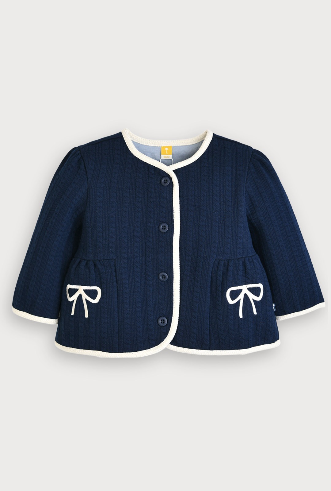 Moimoln☘︎25冬 蝴蝶結絎縫棉夾克｜海軍藍