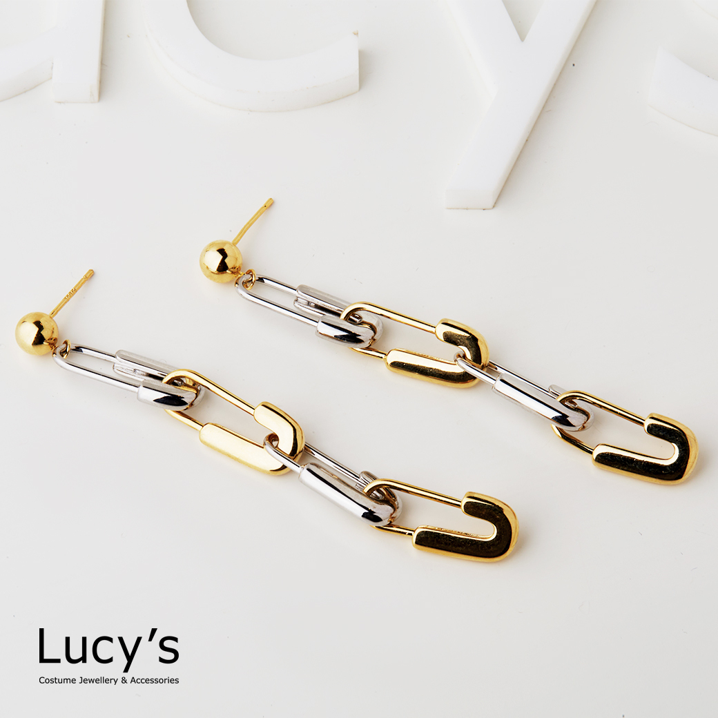 撞色迴紋針 耳環 (123731)