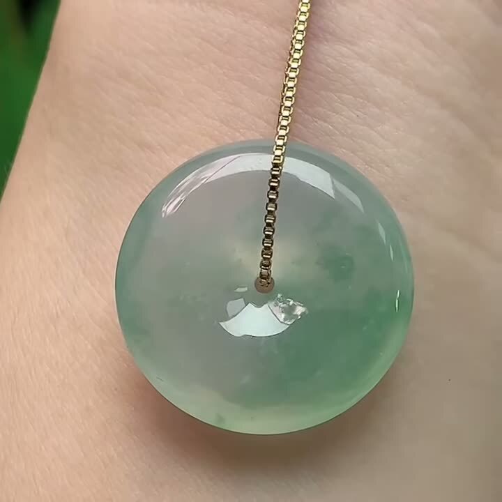 翡翠冰種飄花平安扣 (23mm直徑),天然翡翠A玉, 緬甸玉, Jade, Jadeite