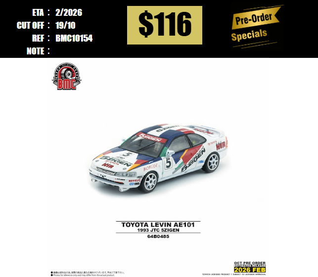 PO-$116 * BM CREATIONS * 1:64 Toyota Levin 101 -5Zigen (RHD) [OD15/10]