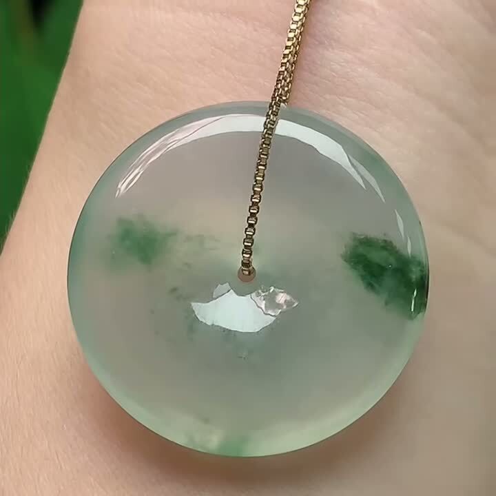 翡翠冰種飄花平安扣 (29.6mm直徑),天然翡翠A玉, 緬甸玉, Jade, Jadeite