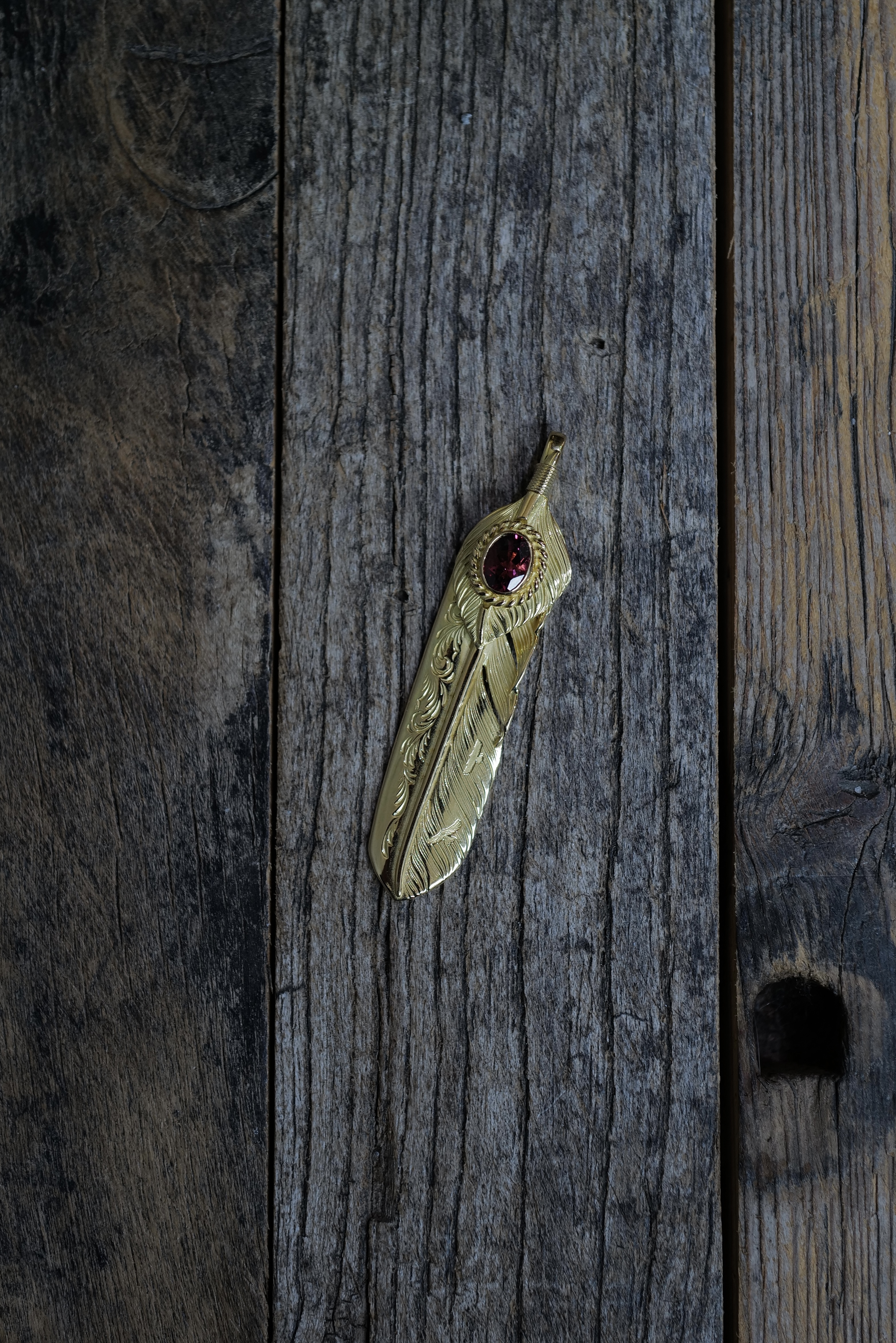 上金金繩粉碧璽全金唐草飛行羽毛大碼*