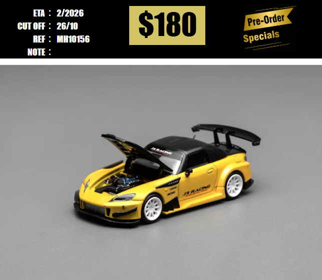 PO-$180 * MOTORHELIX * 1:64 HONDA S2000 J'S RACING NEW INDY PEARL YELLOW [OD15/10]