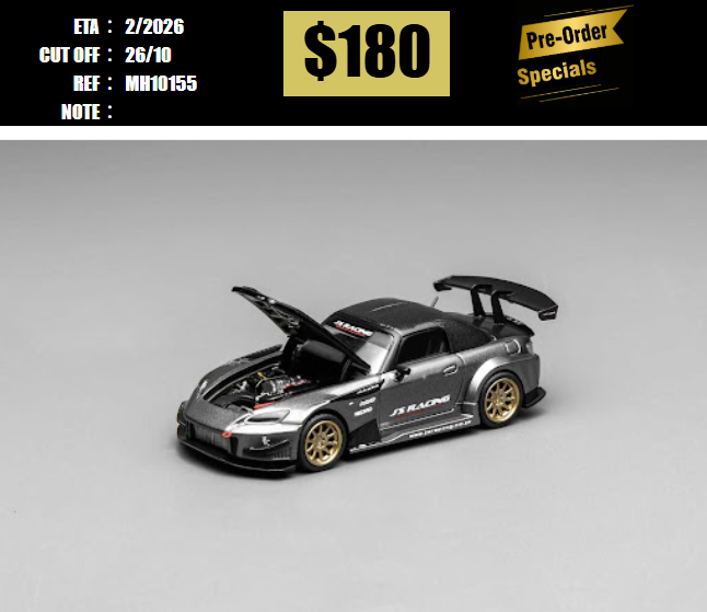 PO-$180 * MOTORHELIX * 1:64 HONDA S2000 J'S RACING MOON ROCK METALLIC [OD15/10]