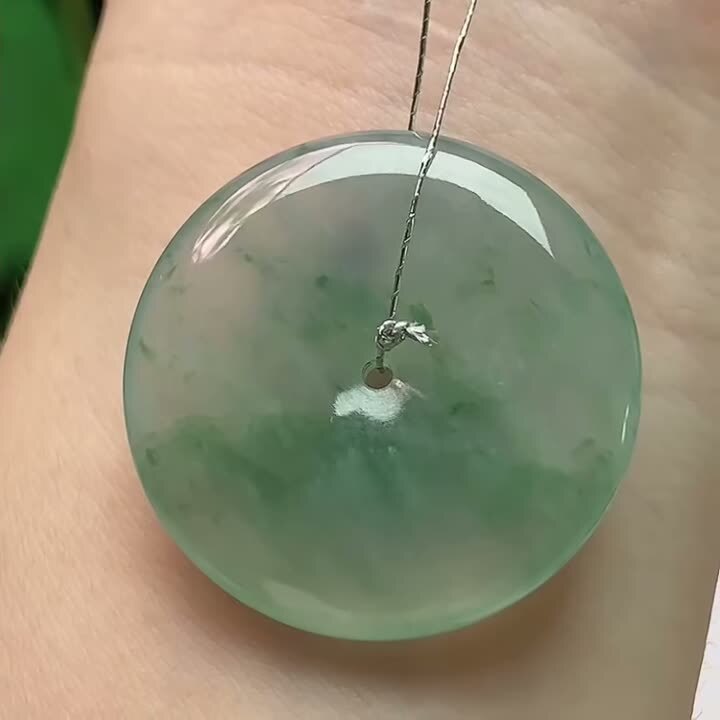 翡翠冰種飄花平安扣 (29.8mm直徑),天然翡翠A玉, 緬甸玉, Jade, Jadeite