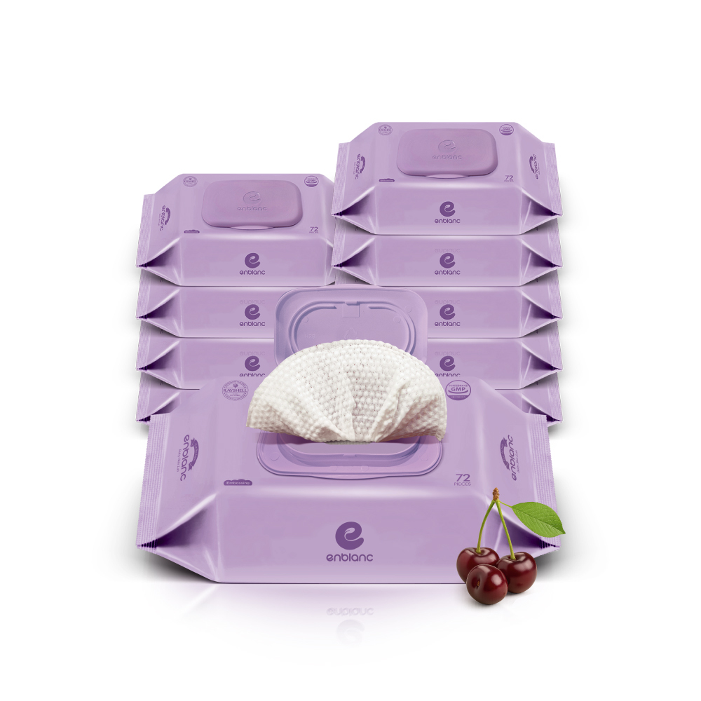 ENBLANC NEO LILAC｜紫色輕柔黑櫻桃｜有蓋純水濕紙巾｜72抽10包