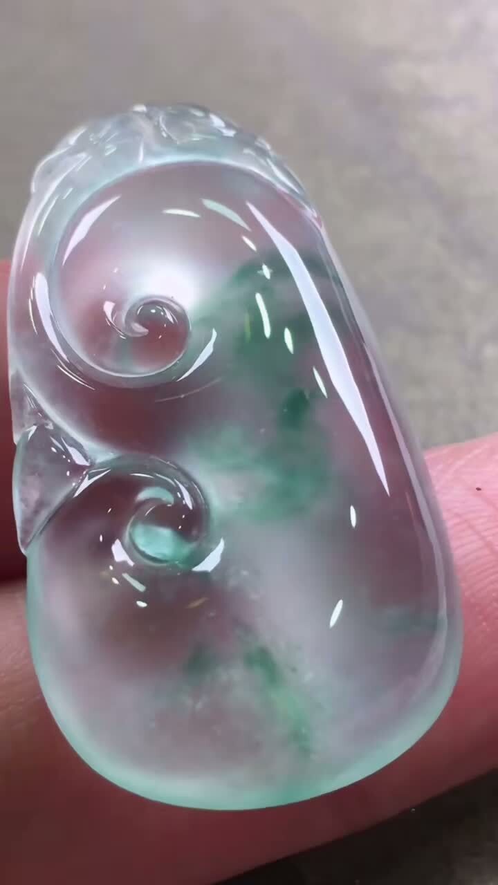 翡翠玻璃種如意,天然翡翠A玉, 緬甸玉, Jade, Jadeite