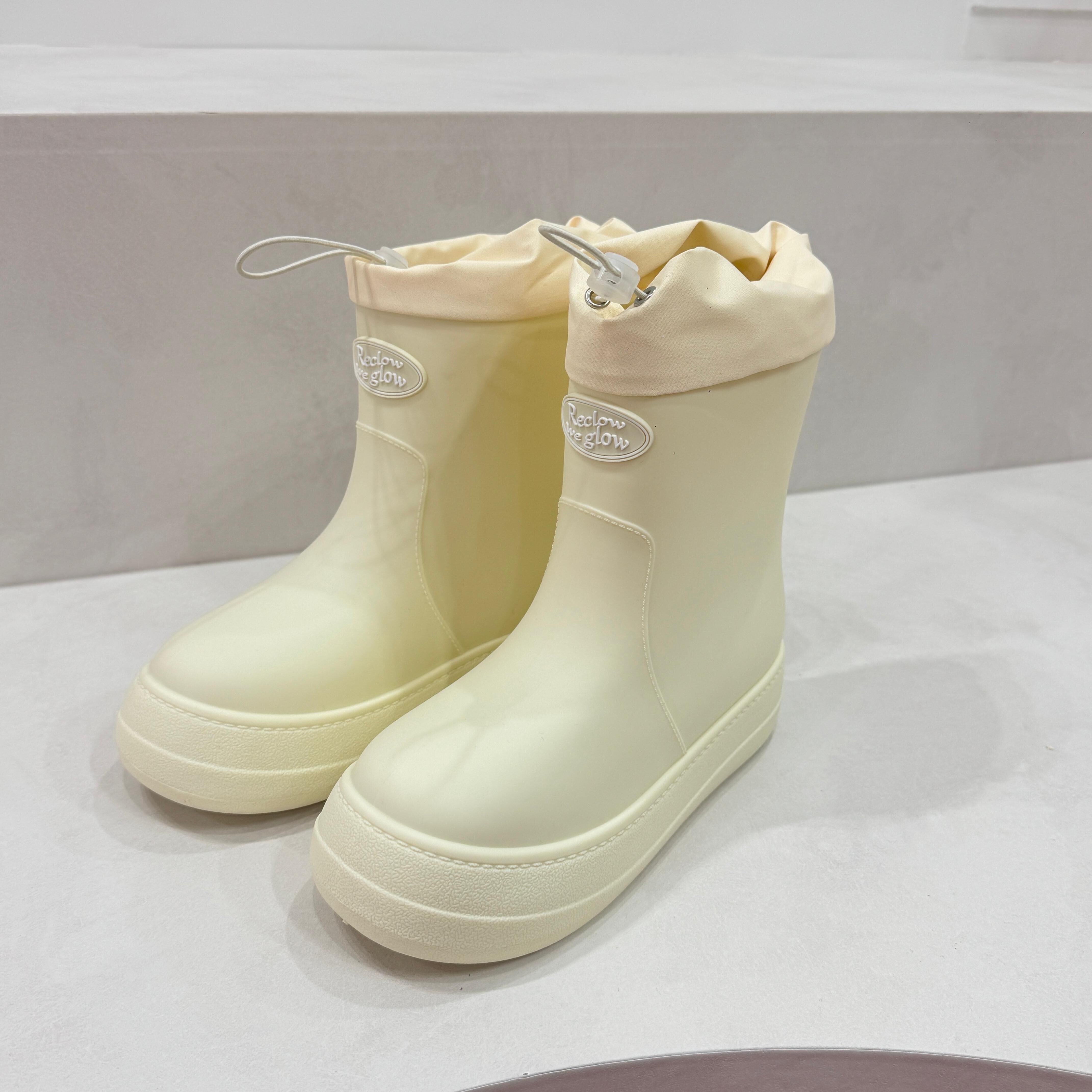Q1 RECLOW RE-RAIN SHIRRING BOOTS  - LEMON