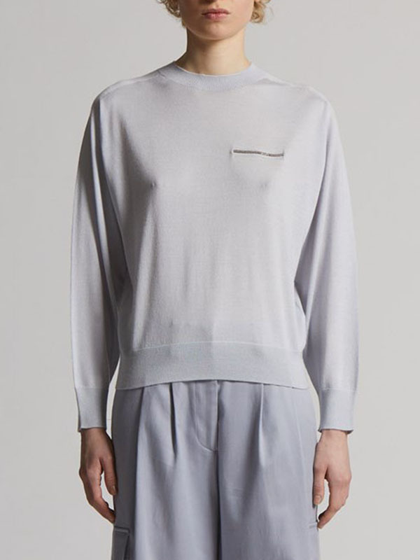 PESERICO 銀絲鏈+羊絨上衣(淺紫)