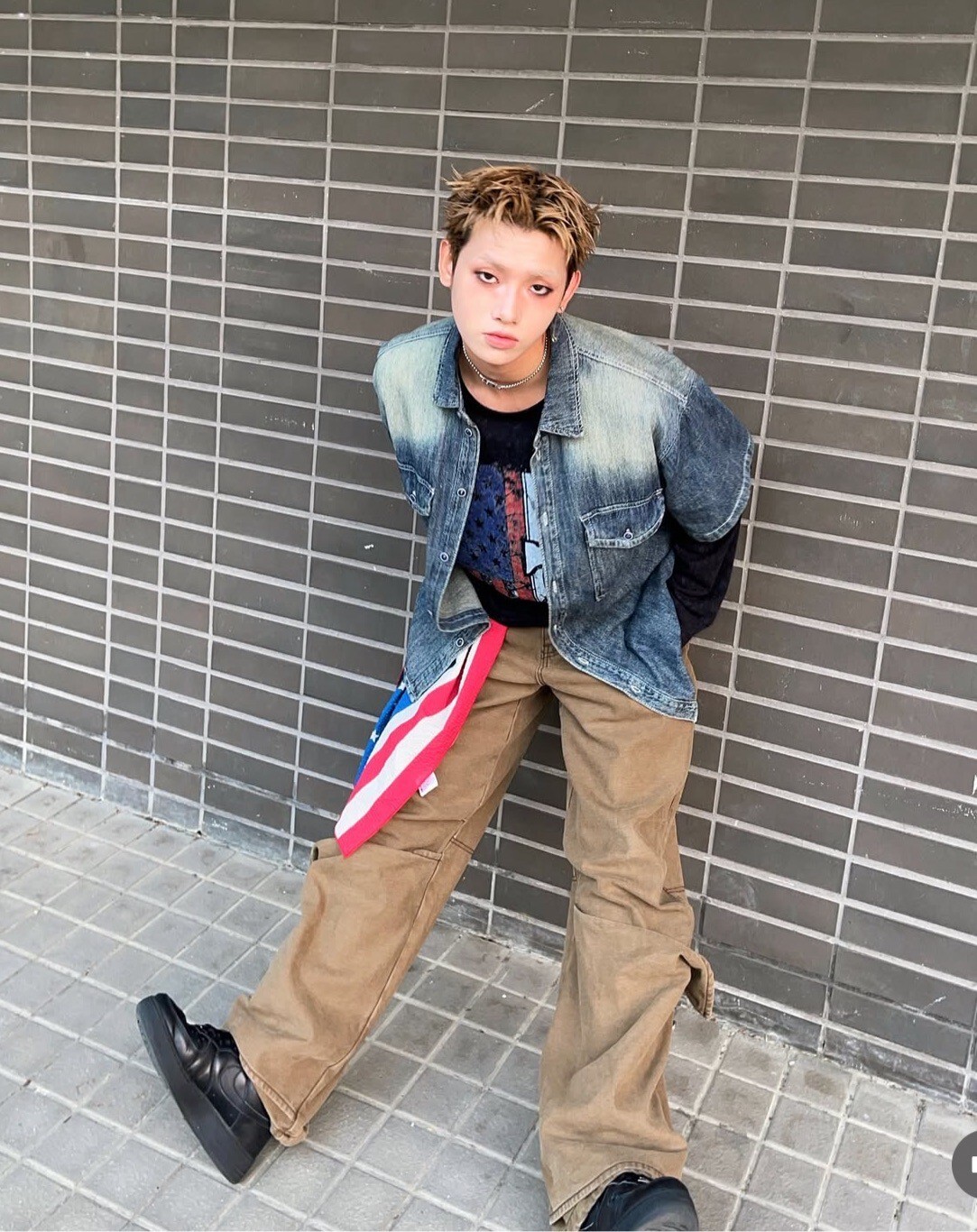 美式水染長袖上衣