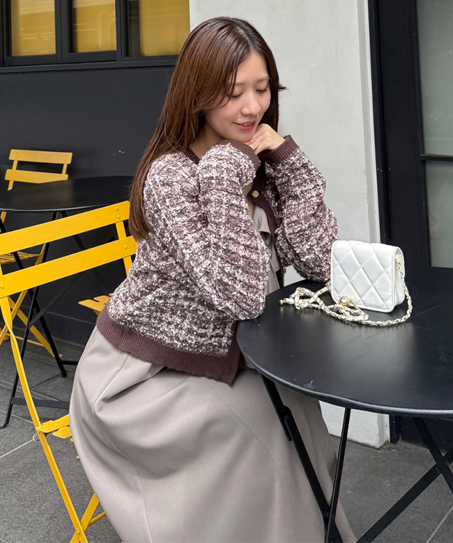 [預購] LILLIAN CARAT 粗花呢針織開襟外套