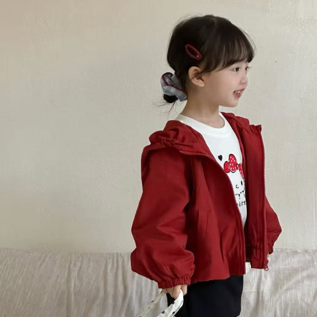 莓果紅小荷葉外套