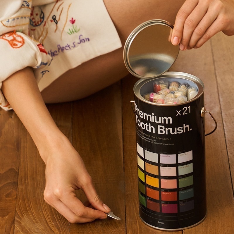 【Hetras】彩虹雙層刷毛油漆桶牙刷 21入