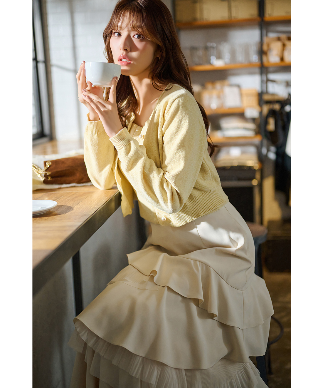 [預購] LILLIAN CARAT 高腰多層次荷葉長裙