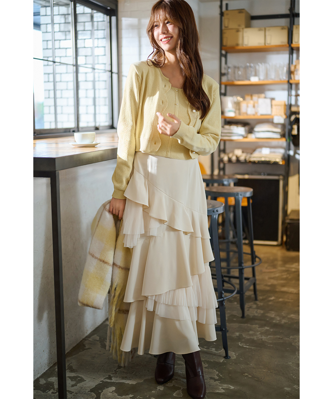 [預購] LILLIAN CARAT 高腰多層次荷葉長裙