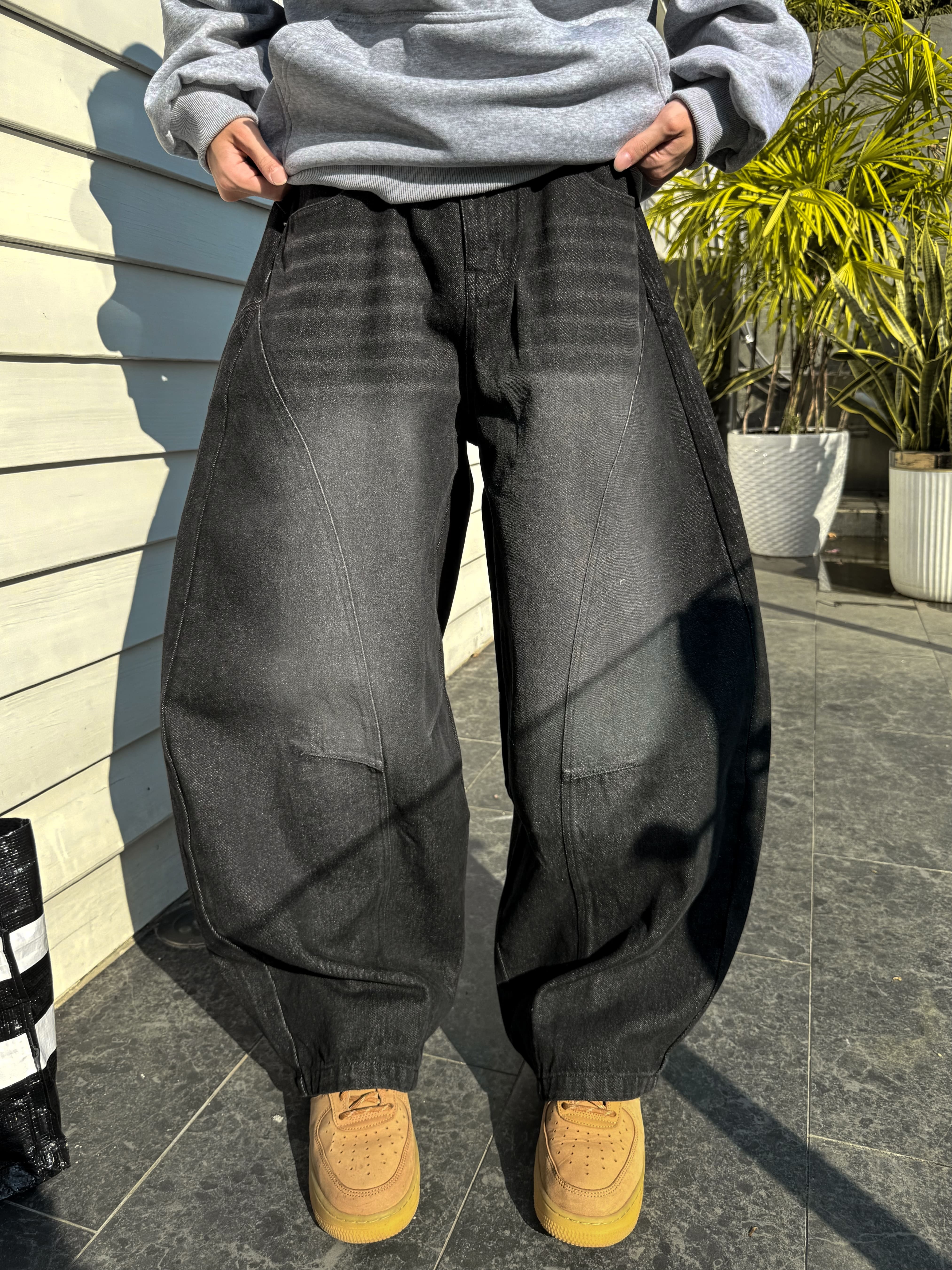 (部分現貨) 韓系復古解構彎刀牛仔褲