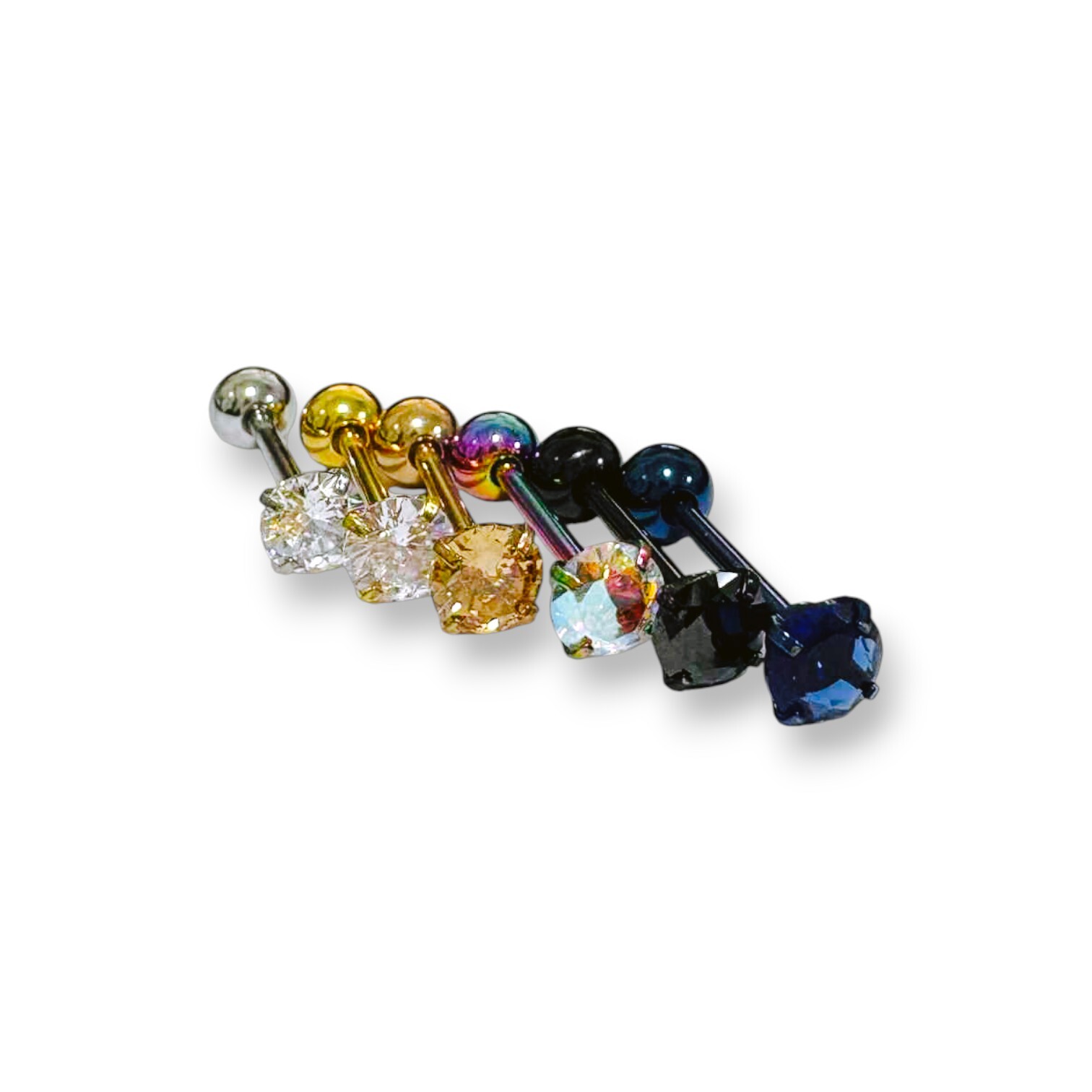 鋼舌環-四爪單鋯 6M 6色(單支價)