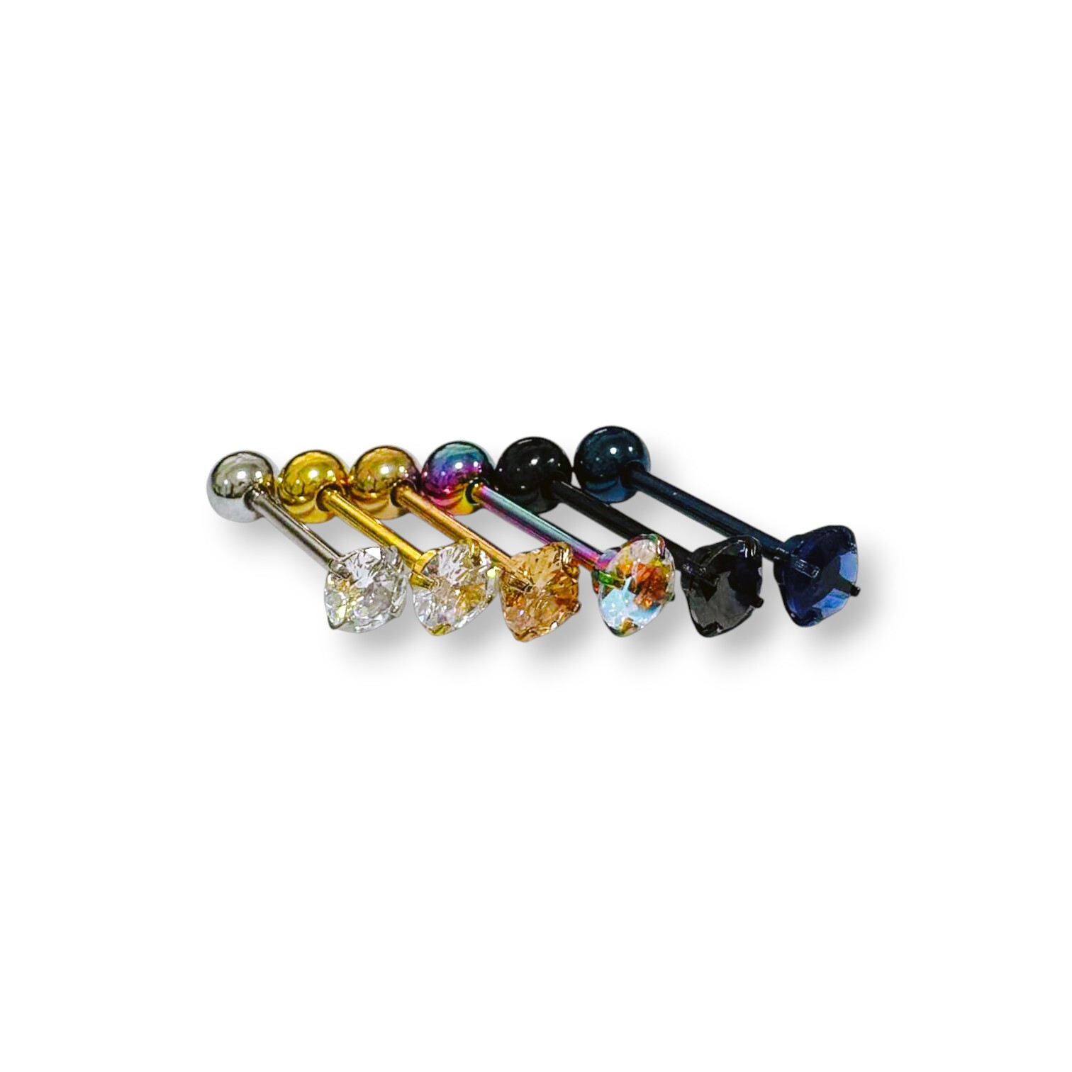 鋼舌環-四爪單鋯 6M 6色(單支價)