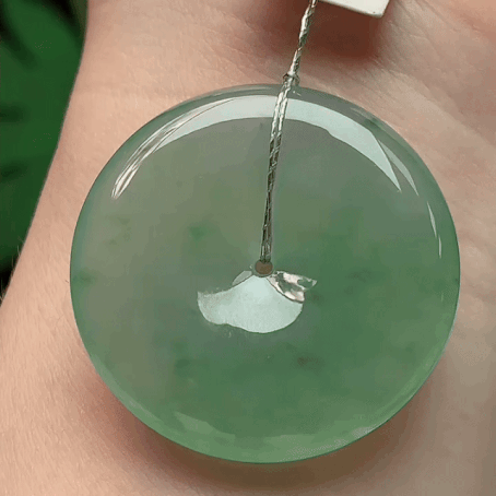 104348 翡翠高冰飄花平安扣 (32.5mm直徑)