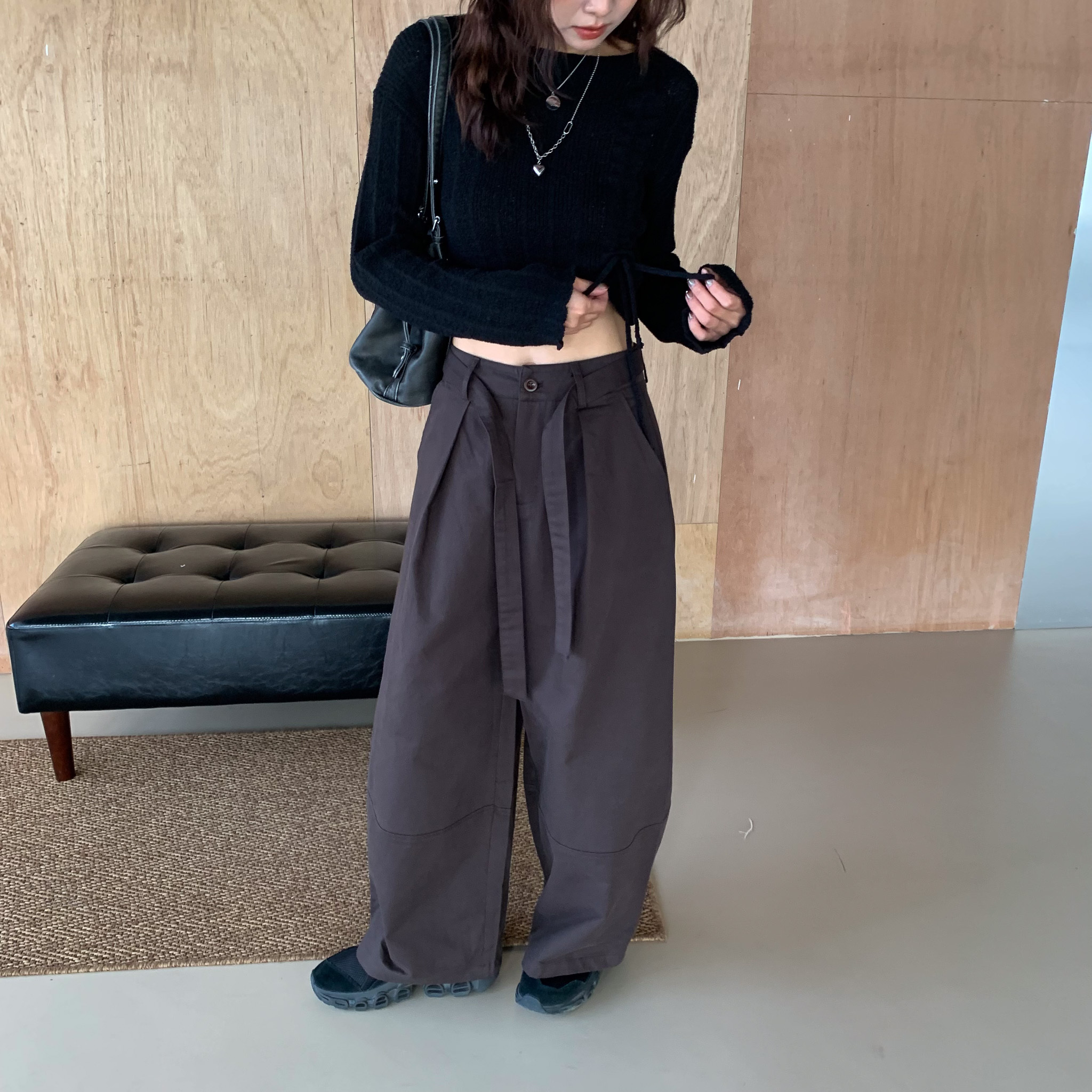 ISA_(附腰帶)梨寶pick 小個推薦好比例寬褲_51011