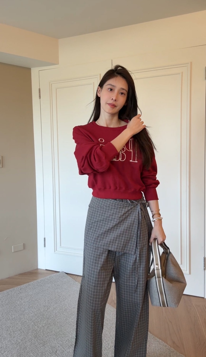 【少量現貨】｜韓國｜格紋兩件式寬褲