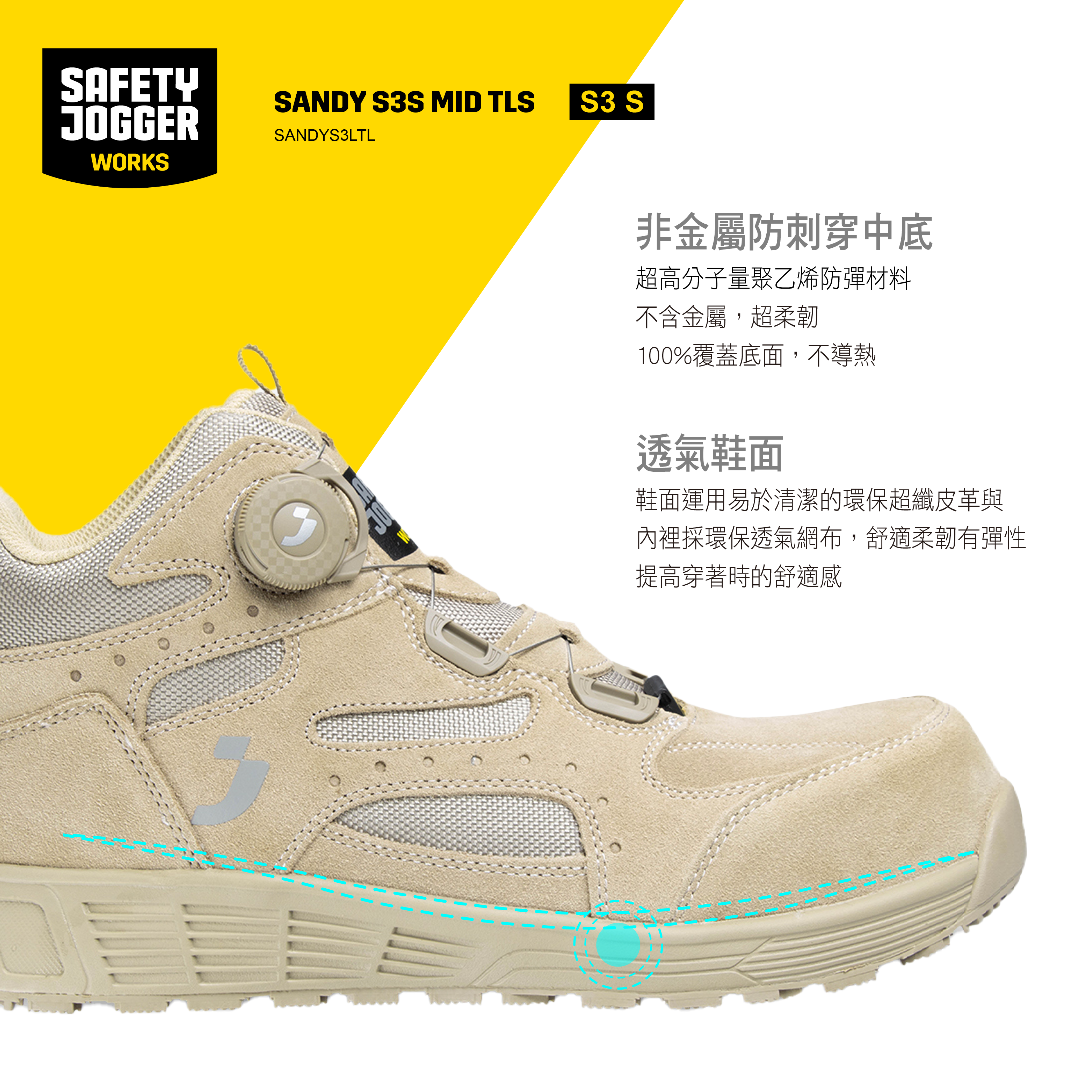 【爵克 Safety Jogger｜沙漠風暴 SANDY S3S MID TLS 全方位安全鞋】