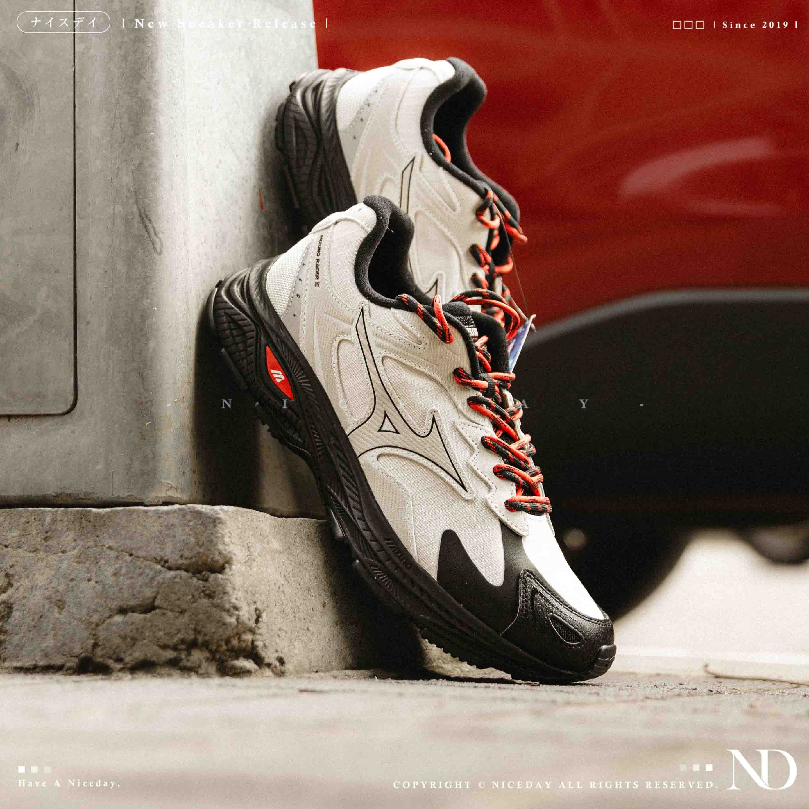 NICEDAY 代購 Mizuno Racer S 太極 黑白 白黑 山系 機能 慢跑 登山 運動鞋 男女鞋 D1GH263503