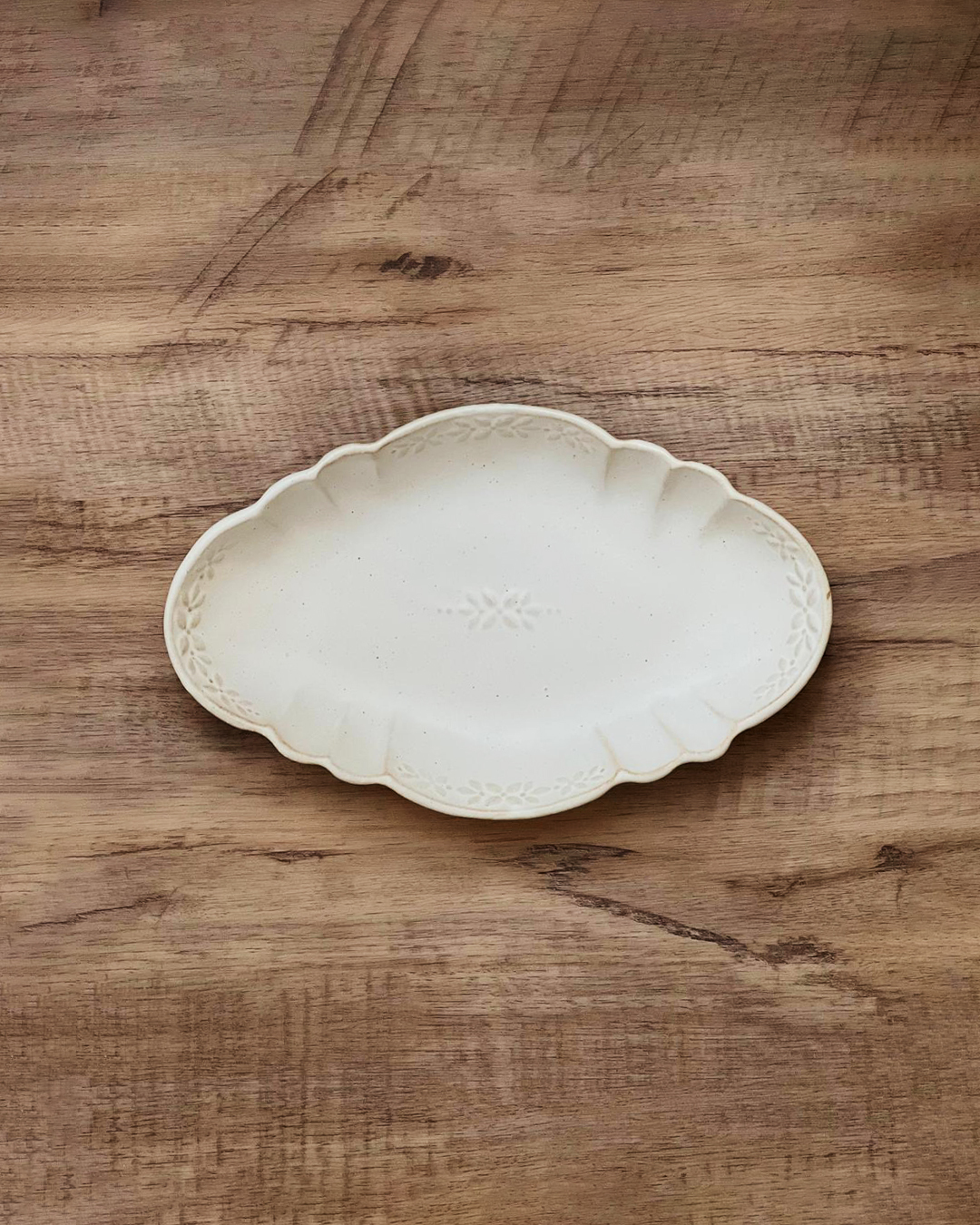 益子燒 kinari 26cm橢圓淺盤 白色｜職人 若林健吾