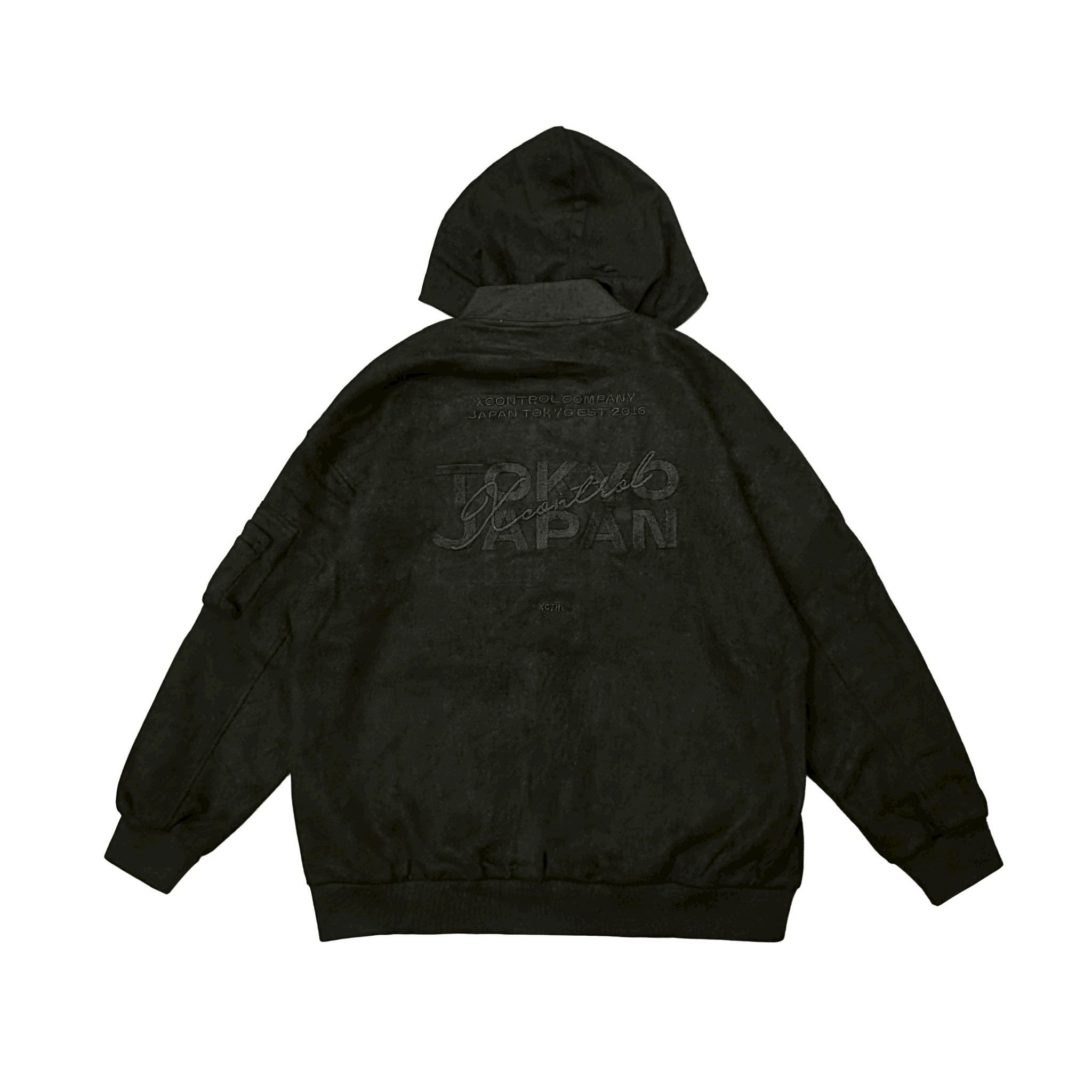 XCTRL 草寫電繡連帽飛行外套-黑