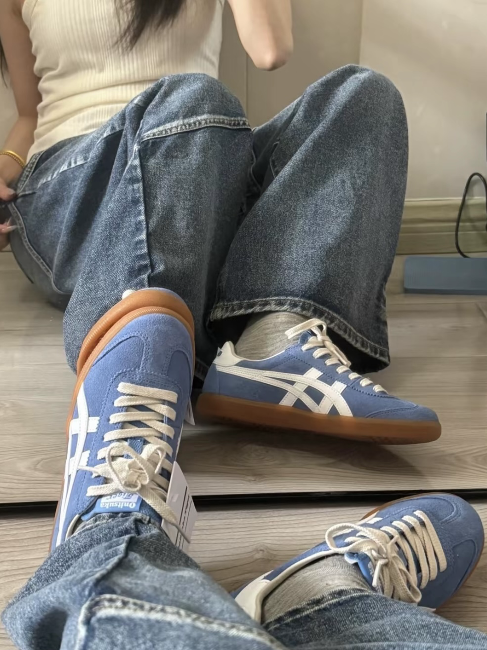 Onitsuka Tiger鬼塚虎Tokuten 寶寶藍天空藍焦糖底麂皮藍白1183A907-400