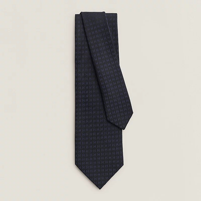 HERMES Faconnee H Bicolore tie thalassa / bleu NO.54