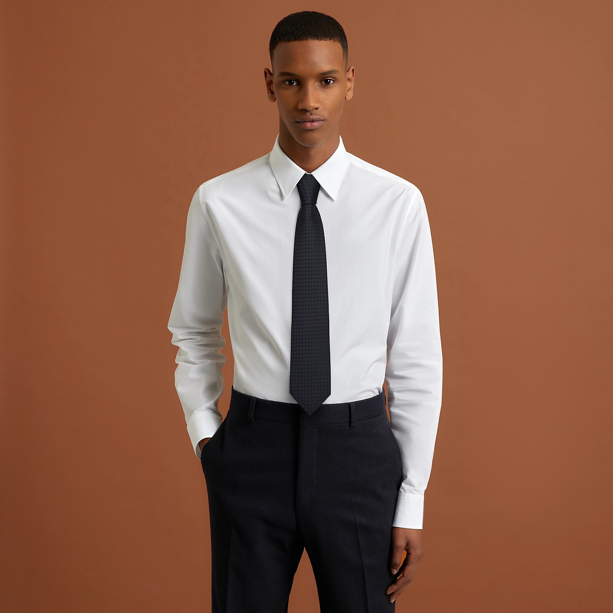 HERMES Faconnee H Bicolore tie thalassa / bleu NO.54