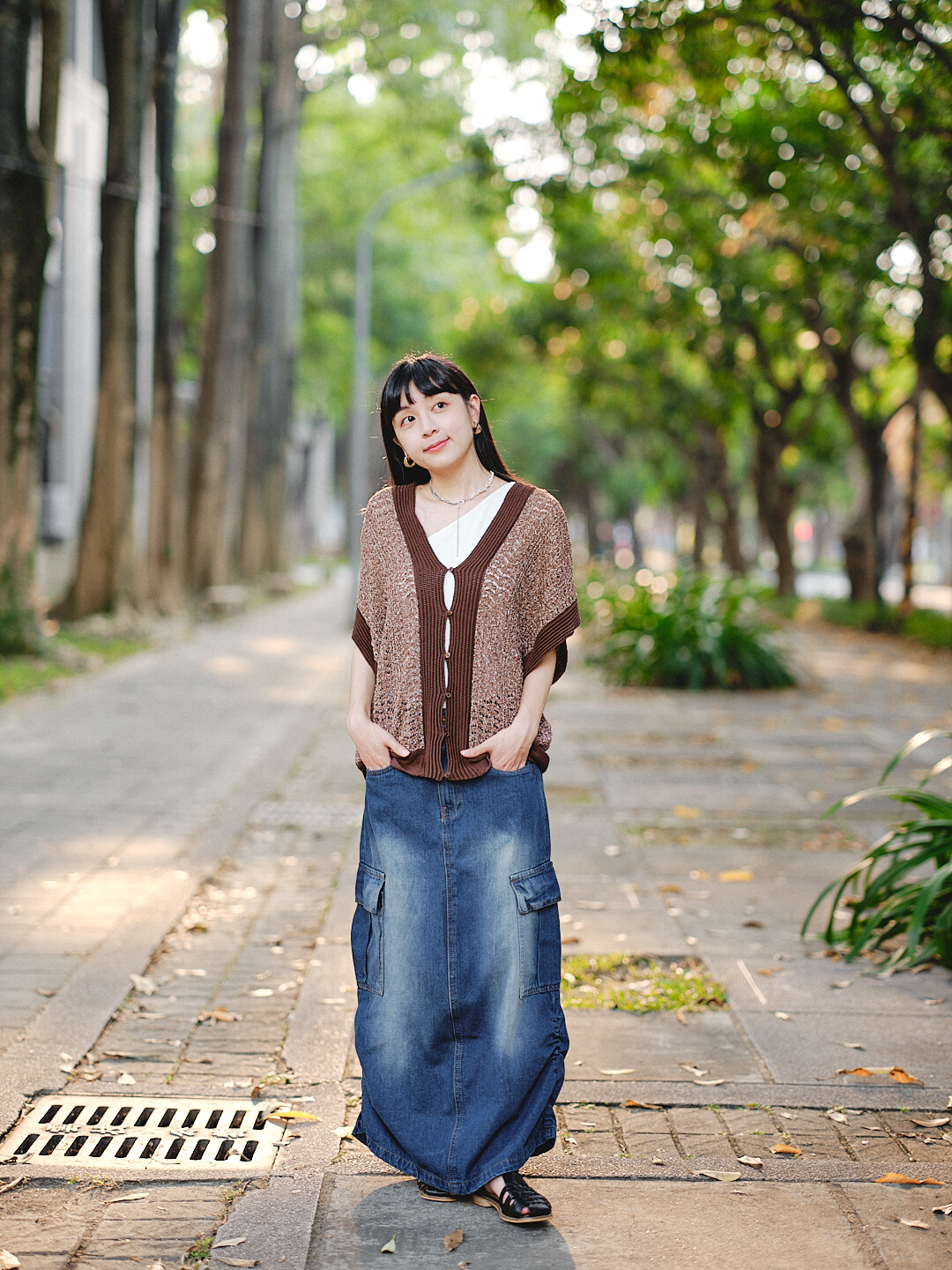 影子二重奏！牛仔工裝半身裙(三色-水洗海軍)