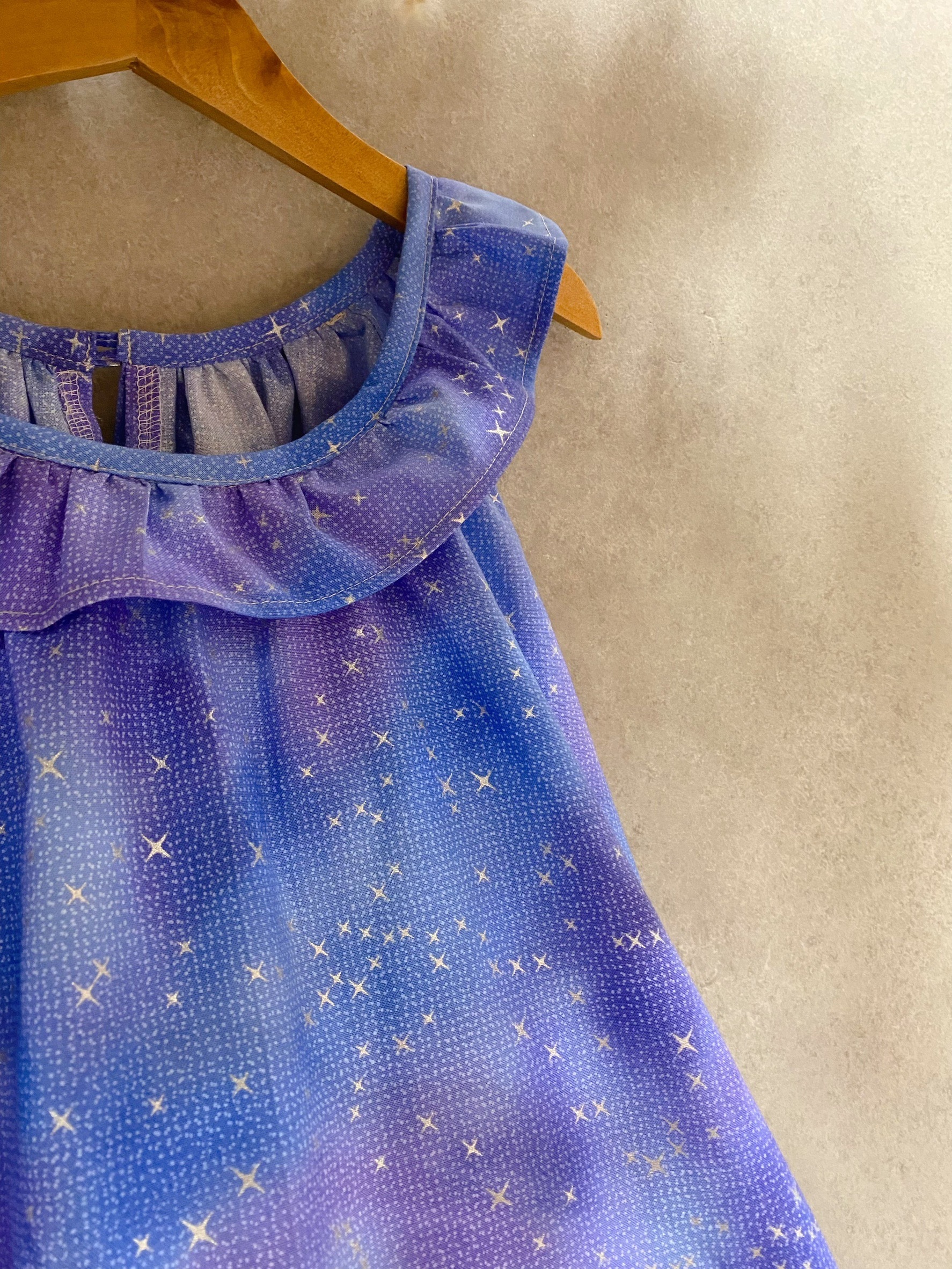 藍紫燙銀閃耀星星 雙層蛋糕長洋裝(130)