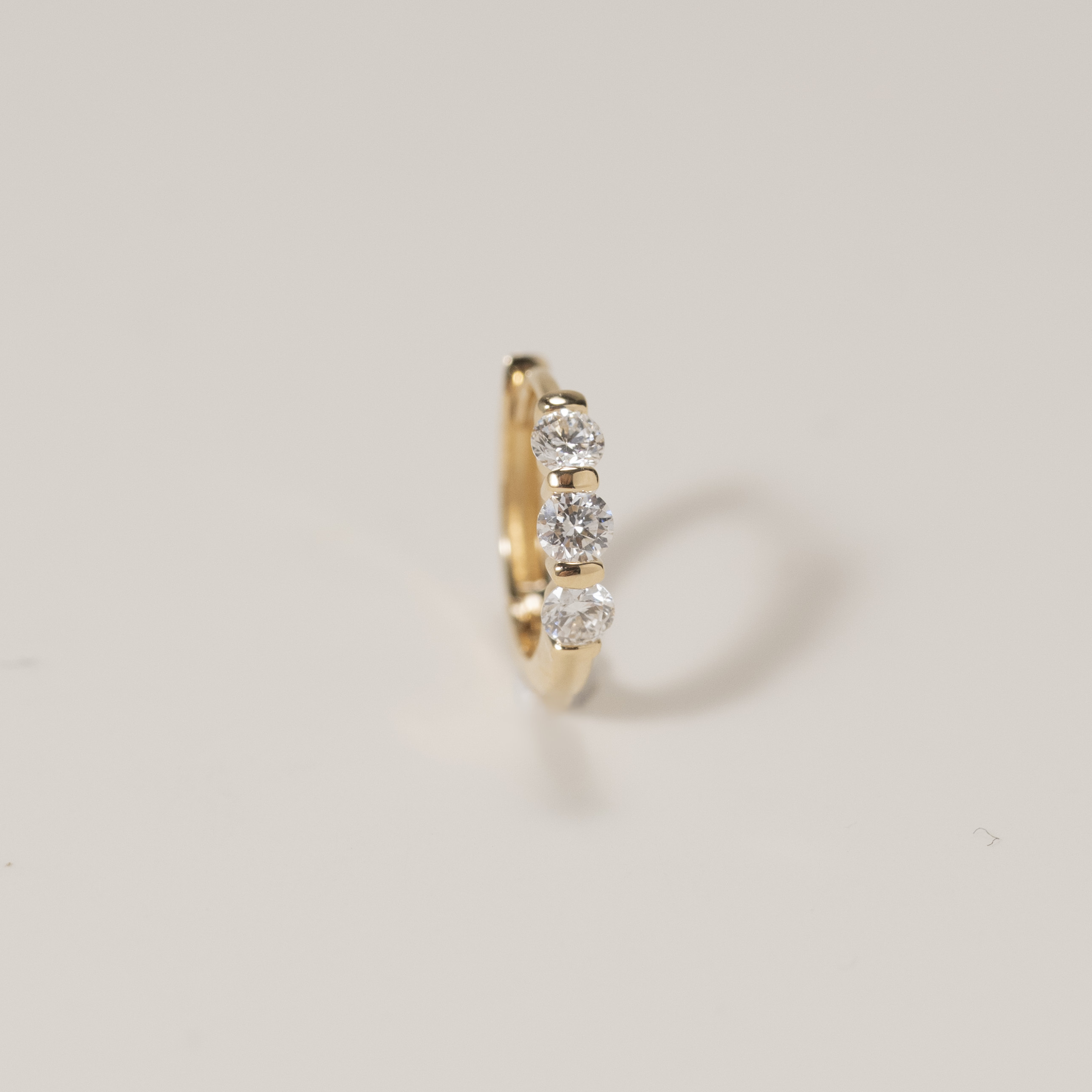 18K 7mm Diamond Hoop Earring