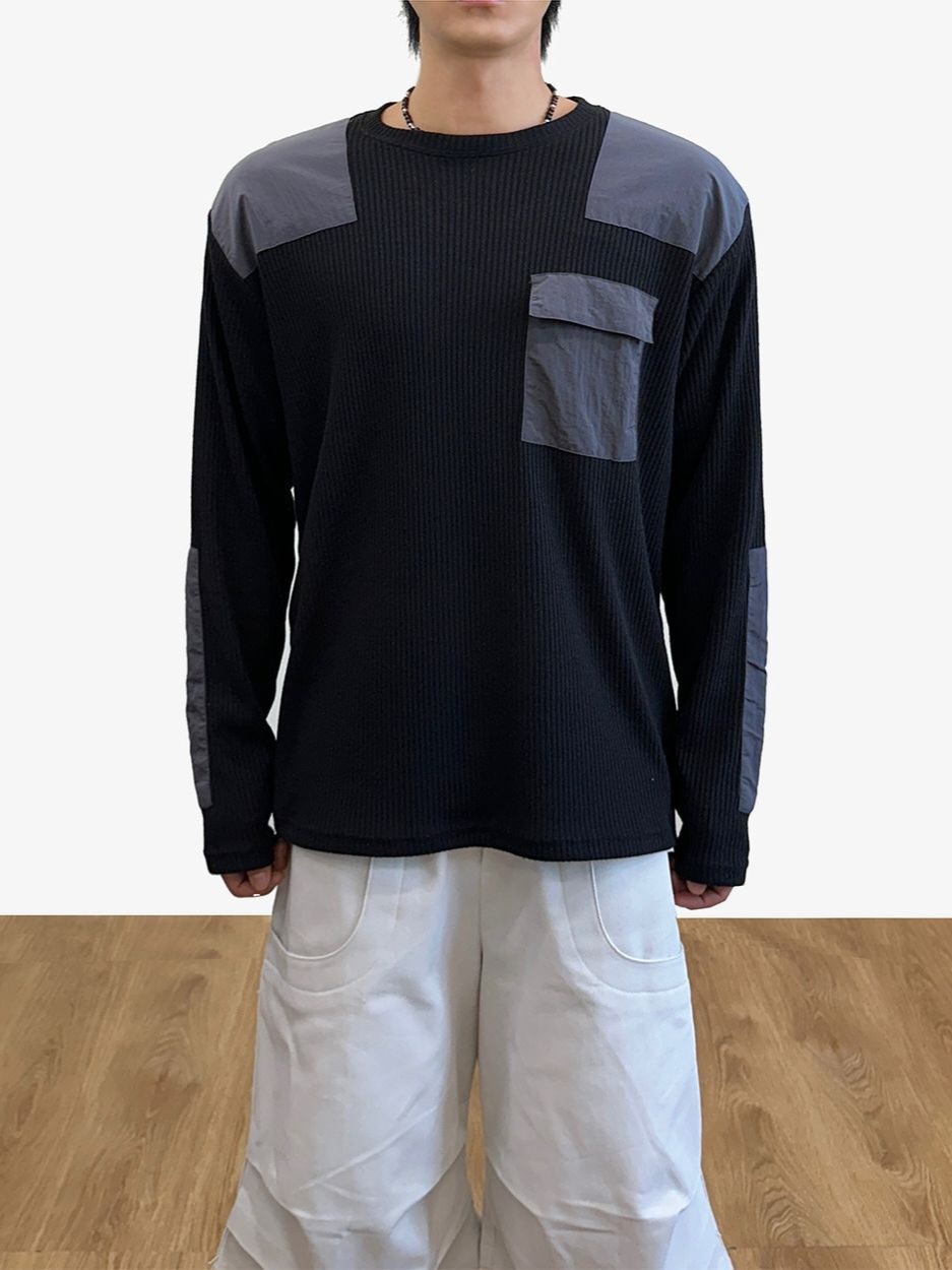 尼龍拼色針織衫