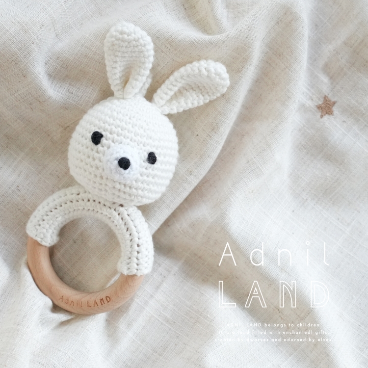【日本 Adnil LAND】 可愛動物編織搖鈴 - 兔子