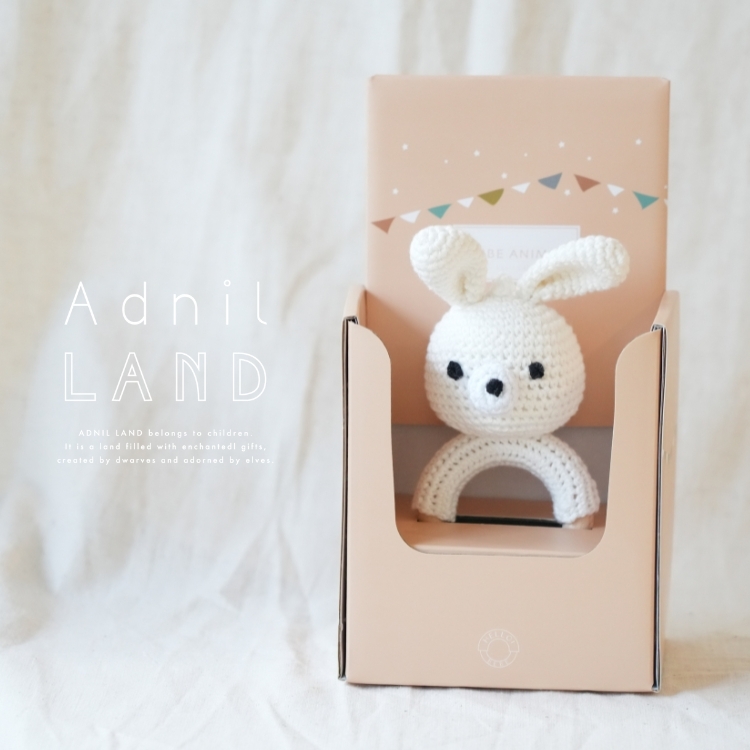 【日本 Adnil LAND】 可愛動物編織搖鈴 - 兔子