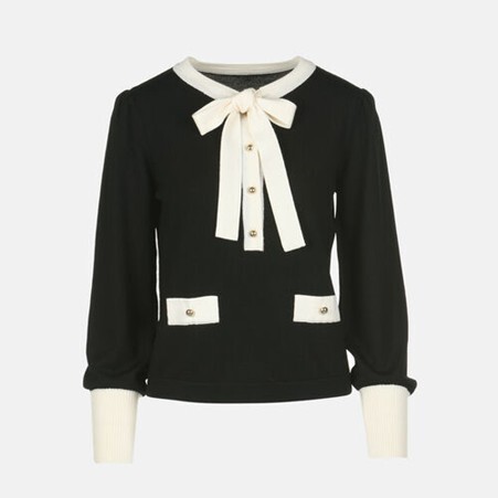 1LS1015-052 LUISA SPAGNOLI Maluma Bon Ton Pullover Black-Cream #100211.202 (C-EU-E)