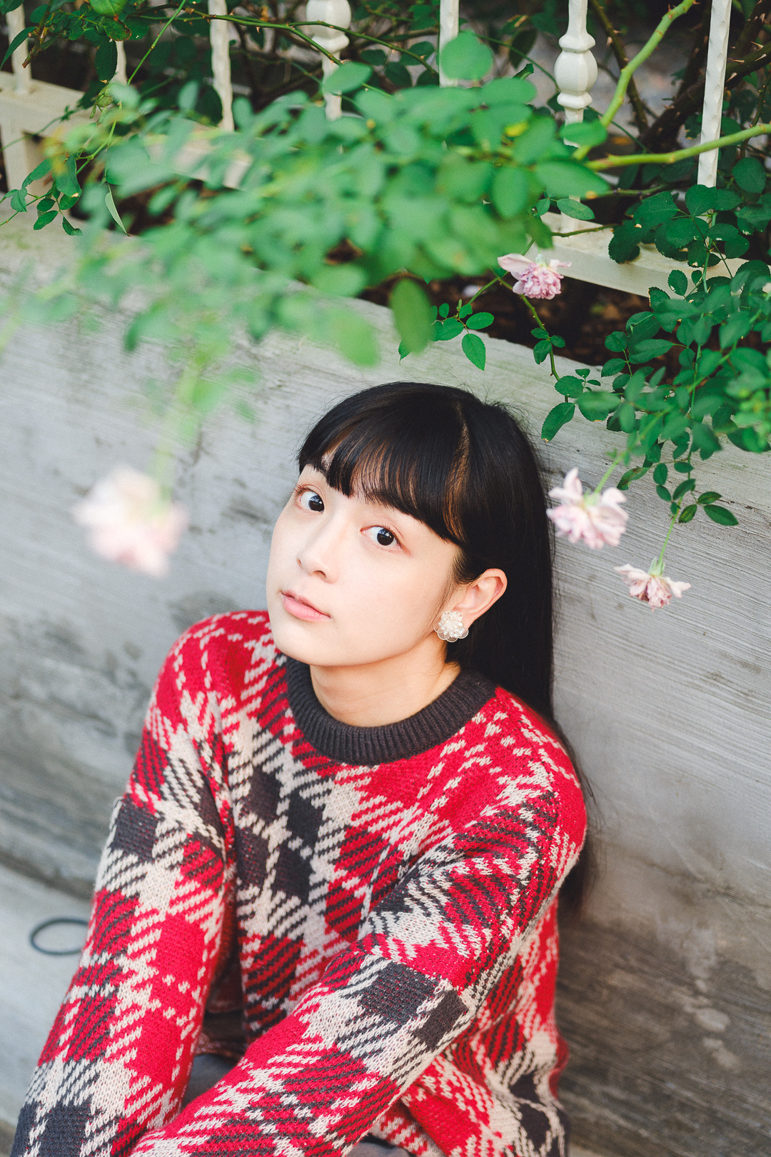 (預購)晨昏線！撞色格紋針織毛衣(三色-灰黑×酒紅格紋)